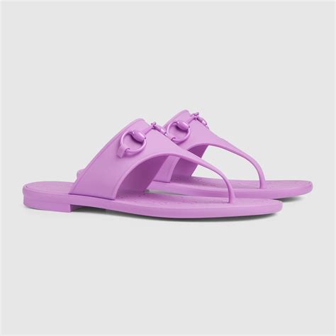 Women's thong sandal with Horsebit in lilac rubber